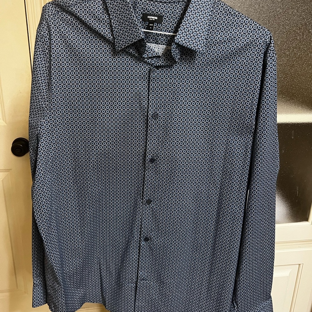 Express Blue Geometric Dress Shirt